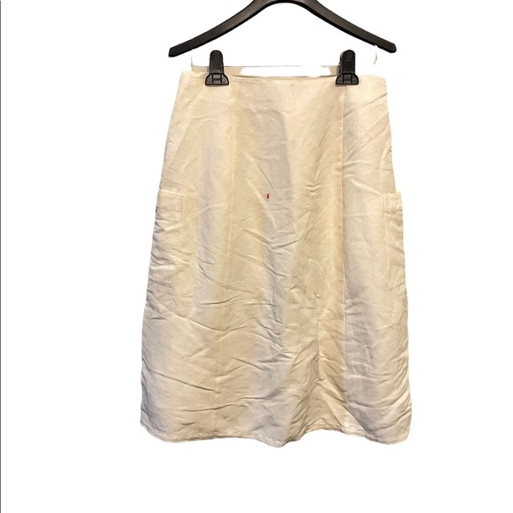 Rails Freya Parchment Linen Blend Lightweight Flowy Picket Button Up Midi Skirt - Picture 6 of 8